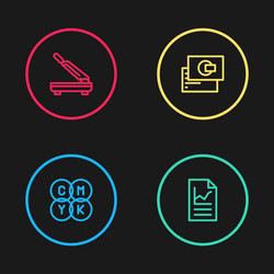 set line cmyk color mixing document with graph vector image