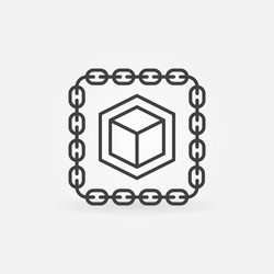 chain with cube outline icon blockchain vector image