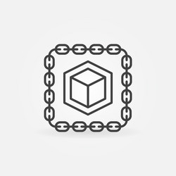 chain with cube outline icon blockchain vector