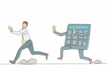 Continuous one line drawing businessman chasing Vector Image