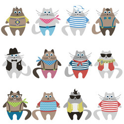 cute dressed cats vector