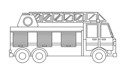 Fire engine in flat style side view Royalty Free Vector