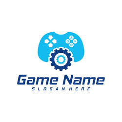 Gear game logo template joystick design icon vector