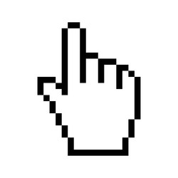 pixel hand click cursor icon on transparent vector image