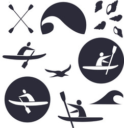 Set of different logotype templates for kayaking vector