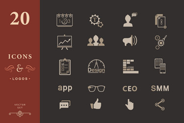 Set of modern icons app seo smm vector