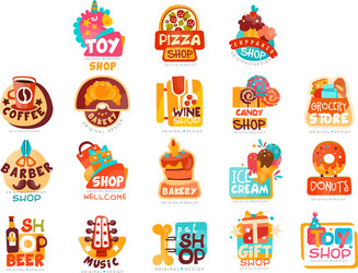 Shop Logo Templates - Sweet Treats & More Vector Image
