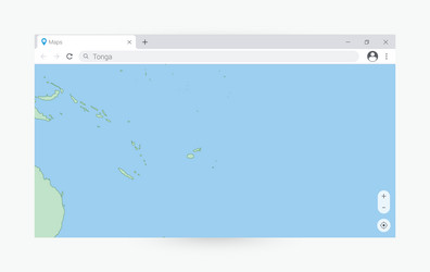 browser window with map of tonga searching vector image