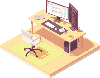 isometric programmer workplace vector image