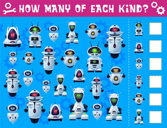 robots and droids kids i spy game counting riddle vector image