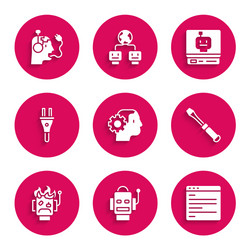 set humanoid robot computer api interface vector image
