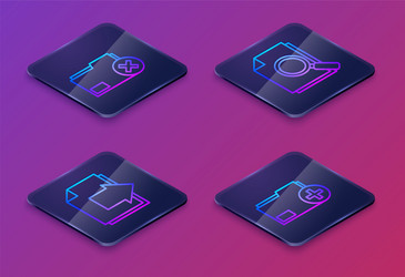 Set isometric line delete folder next page arrow vector