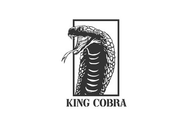 vintage retro poisonous king cobra or black mamba vector