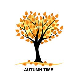 Autumn stylized tree with falling leaves Vector Image