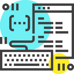 coding flat line web icon concept vector image