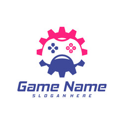 Gear game logo template joystick design icon vector