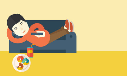 man lying on sofa vector image