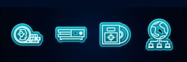 set line coin for game video console cd dvd disk vector image
