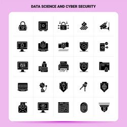 Solid 25 data science and cyber security icon set vector