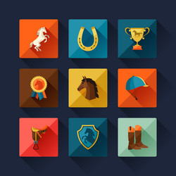 icon set with horse equipment in flat style vector