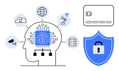 integration of ai in various technologies and data vector image