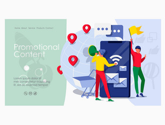 Promotional content landing page template vector