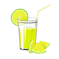 Refreshing Lime Juice with Lemon Slice vector image