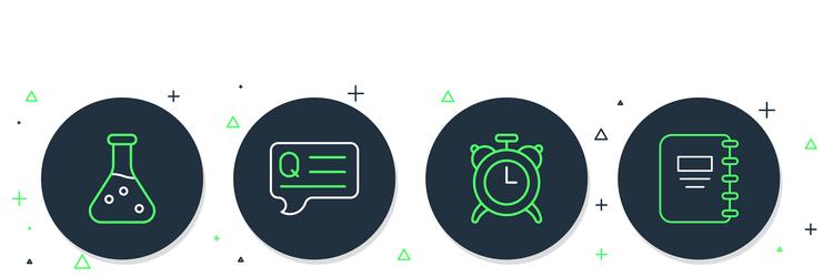 set line speech bubbles with question alarm clock vector image