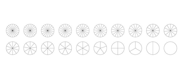set of pie pizza charts segmented vector image