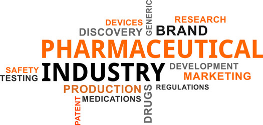 word cloud - pharmaceutical industry vector