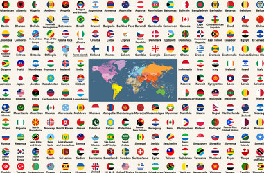 all flags of the world in circular form design vector