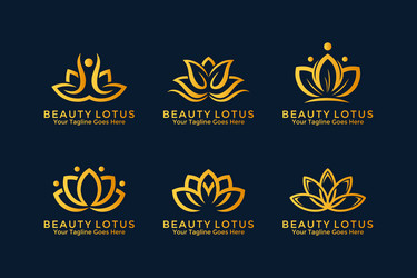 Premium beauty lotus flower logo design template vector