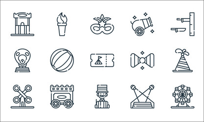 Circus line icons linear set quality vector