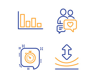 dating chat timer and histogram icons set vector