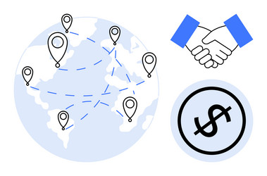 global business network with connected locations vector image