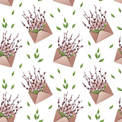 seamless pattern with an envelope and willow vector image