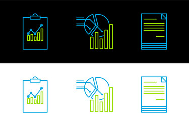 set line document clipboard with graph chart vector image