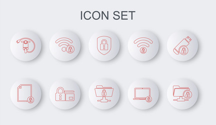 set line ftp folder and lock document shield vector image
