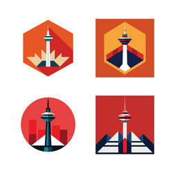 geometric abstract of a tall tower in multiple vector image
