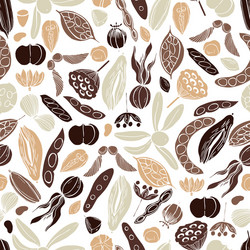 seamless pattern with hand drawn seedpods vector image