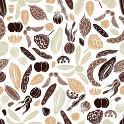 Seamless pattern with hand drawn seedpods vector