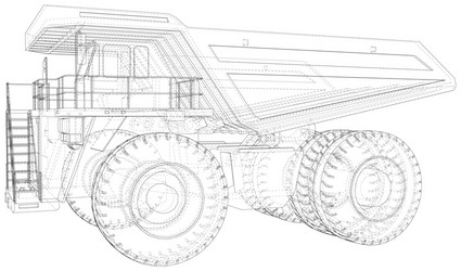 big mining truck eps10 format wire-frame style vector