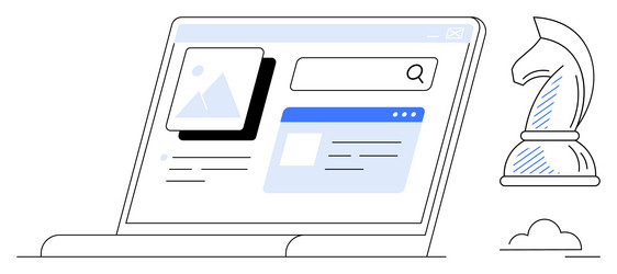 digital strategy concept with search interface vector image