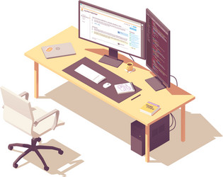 isometric programmer workplace vector image