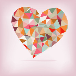 retro heart made from color triangles eps8 vector image
