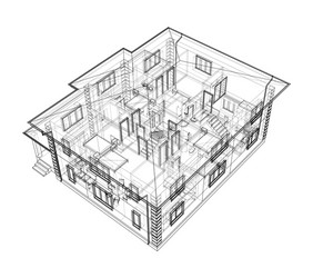 abstract sketch a house vector