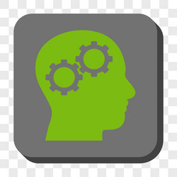 Brain gears rounded square button vector