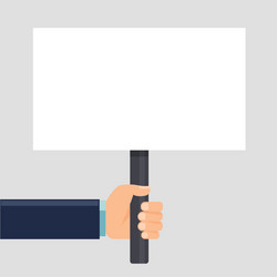 hand holding a sign or blank poster horizontal vector