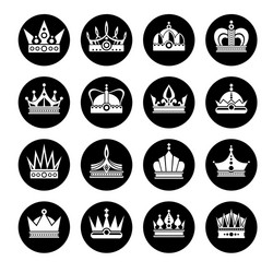 royal crowns icons set vector