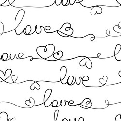 Seamless Heart & Love Lettering Pattern vector image